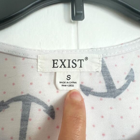 Exist White w/Red Polka Dot & Black Anchors Crew Neck Sleeveless Dress S NWOT - Picture 2 of 4